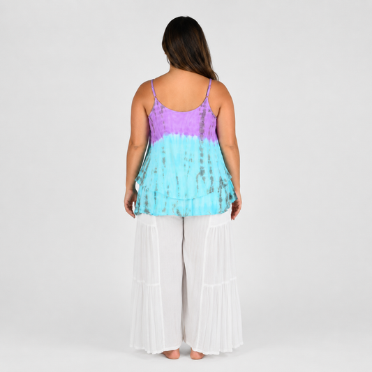 Bahama Top - BAHA-917 – Tye Dye Purple and Teal, Adjustable Straps