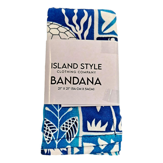 Bandana - BAND-6 - Tropical Print Blue 21x21 Rayon