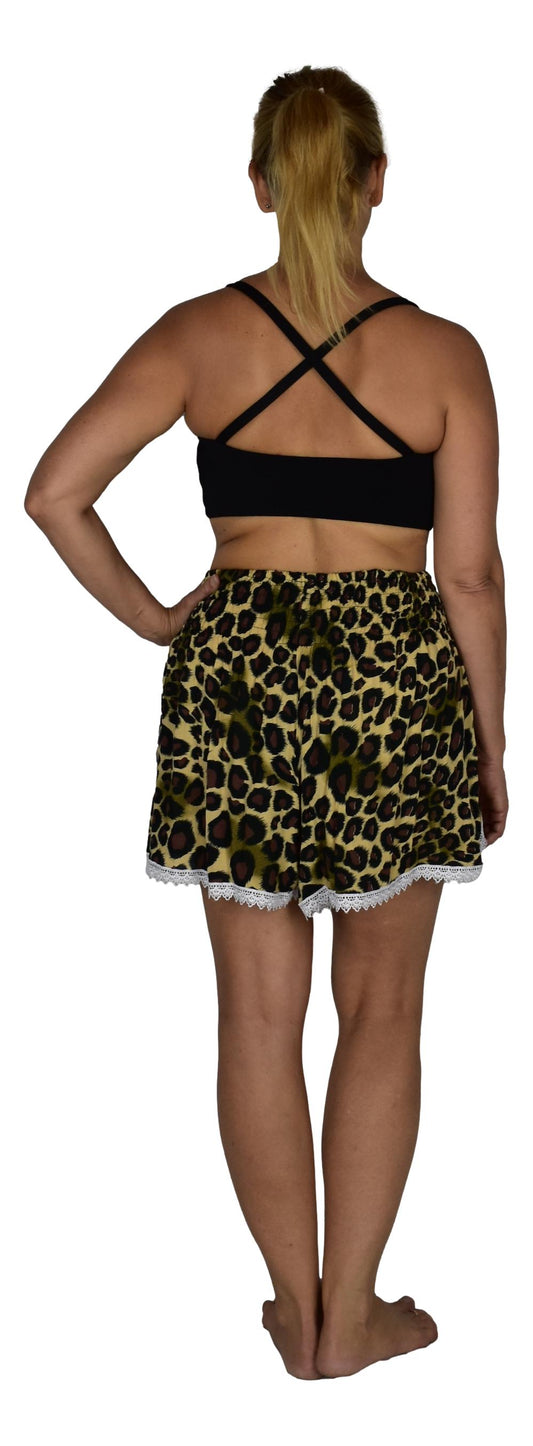 Beach Babe Shorts BBS-3519-S/M - Animal Print Leopard Brown (S/M)