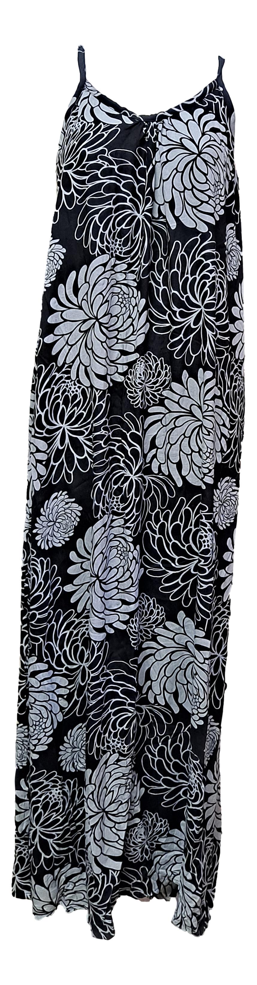 Bali Dress Long - BD-1232-L - Black Chrysanthemum