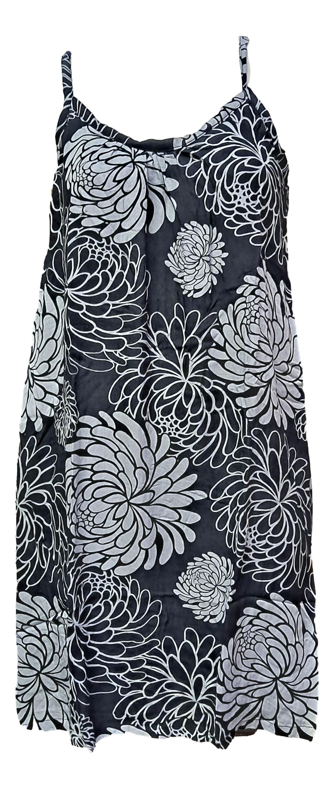 Bali Dress Short - BD-1232-S - Black Chrysanthemum