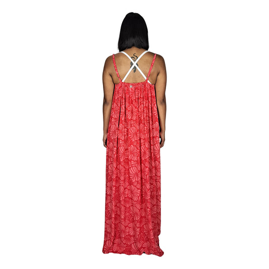 Bali Dress Long - BD-4011-L - Camelia Red Hibiscus