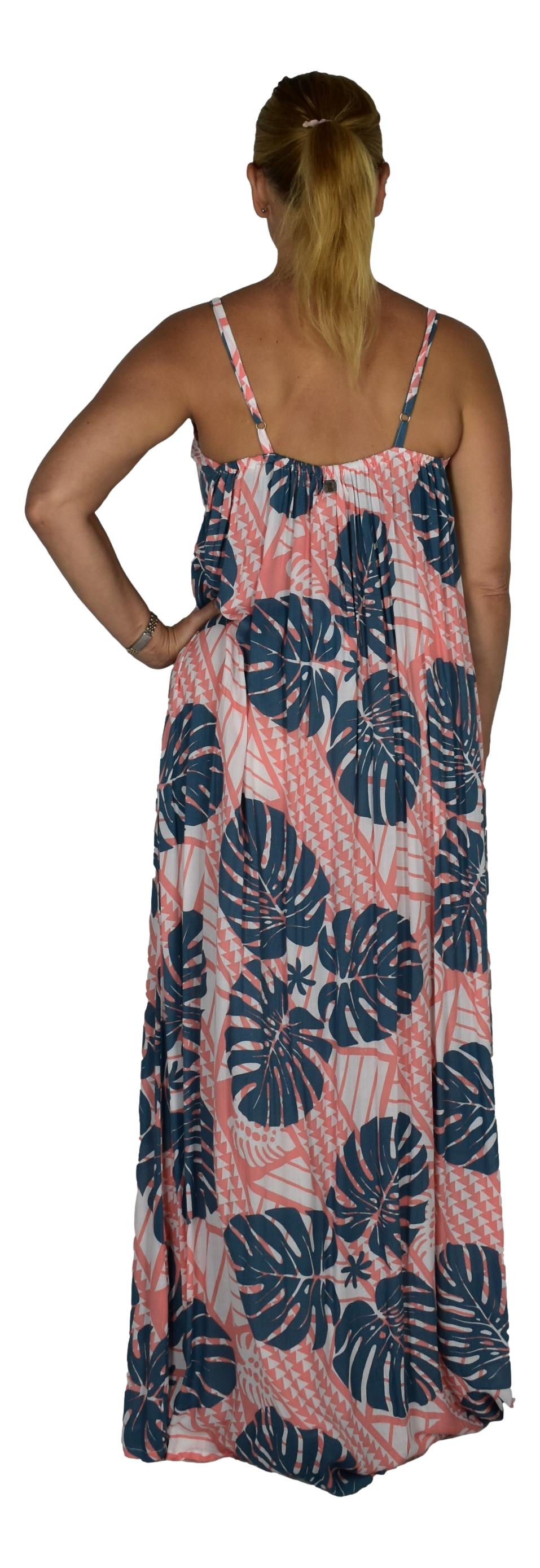 Bali Dress Long - BD-4321-L - Pink and Gray Monstera