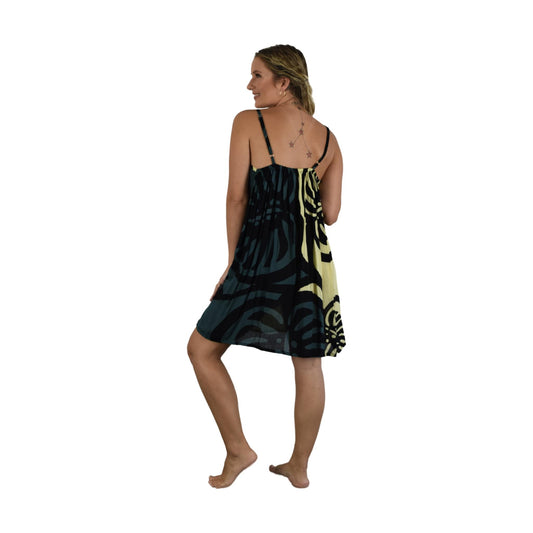 Bali Dress Short - BD-MON2-20-S - Gray Monstera