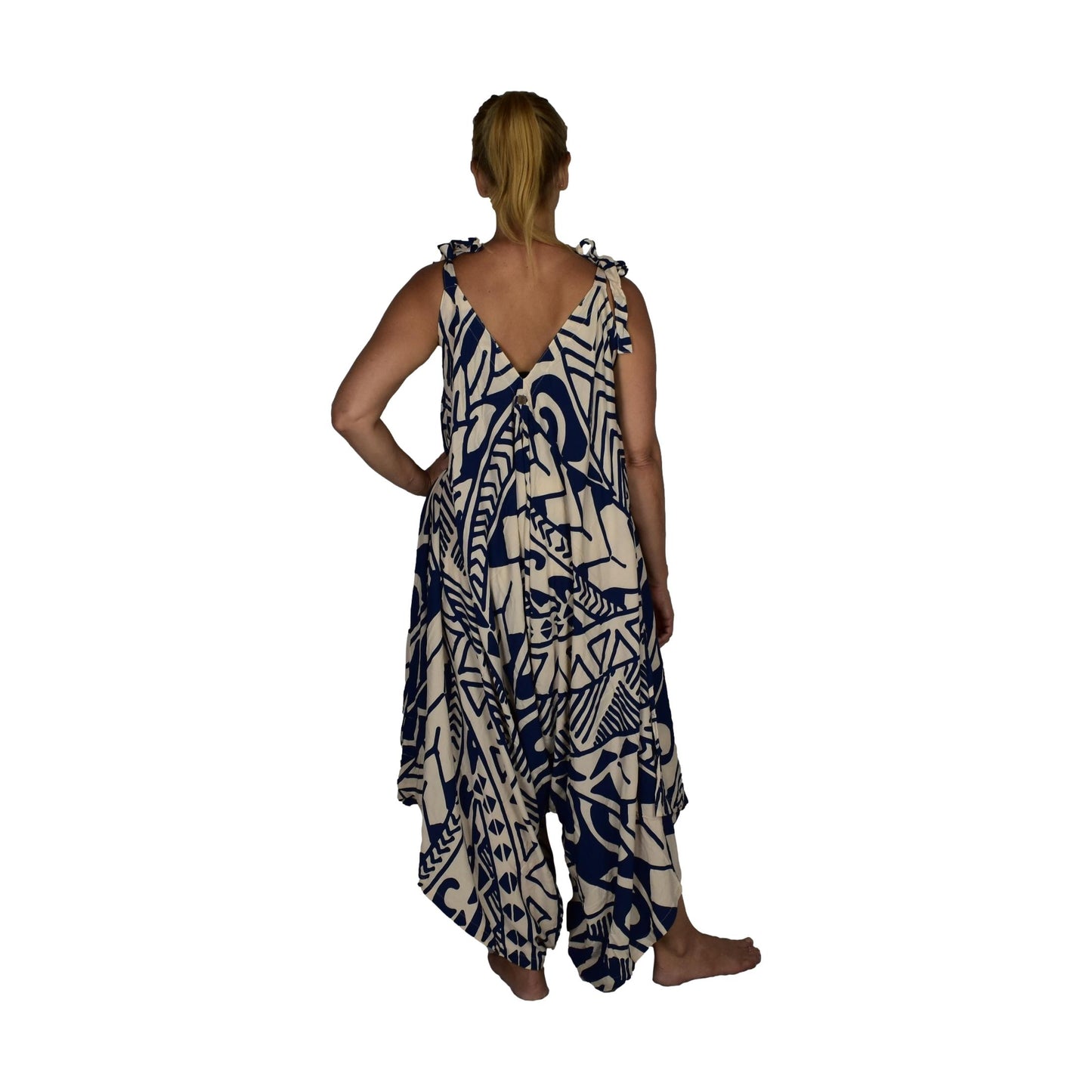 Bali Jumper - BJ-4520 - Blue and Beige Tribal, Tie Strap
