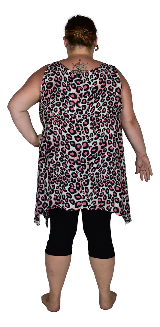 Cayman Top Plus CAYM-3512-2X - Animal Print Leopard Pink, Rayon, 2X