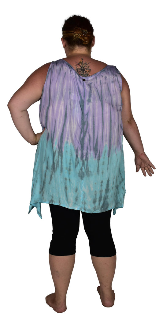Cayman Top Plus CAYM-917-2X -Purple and Blue Tie Dye, Resort Top Plus Size