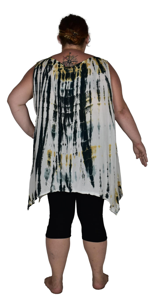 Cayman Top Plus CAYM-929-2X - Taupe Tye Dye, Resort Top Plus Size