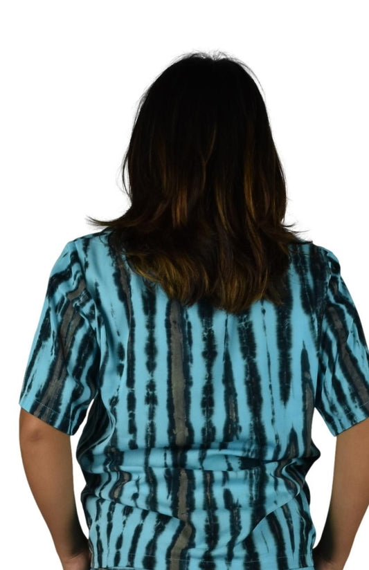 Day Jamma Button Down Top – DJT-915-S/M- Blue and Black Tye Dye Small/Medium