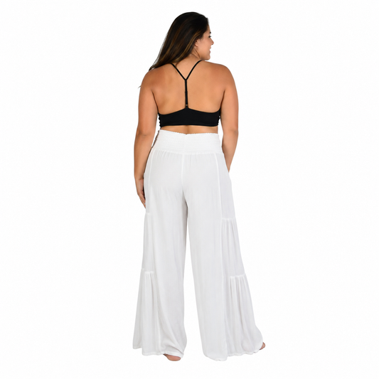 Lani Kai Pant – LKPNT-8-M/L - White Wide Leg Resort Pants with Pockets