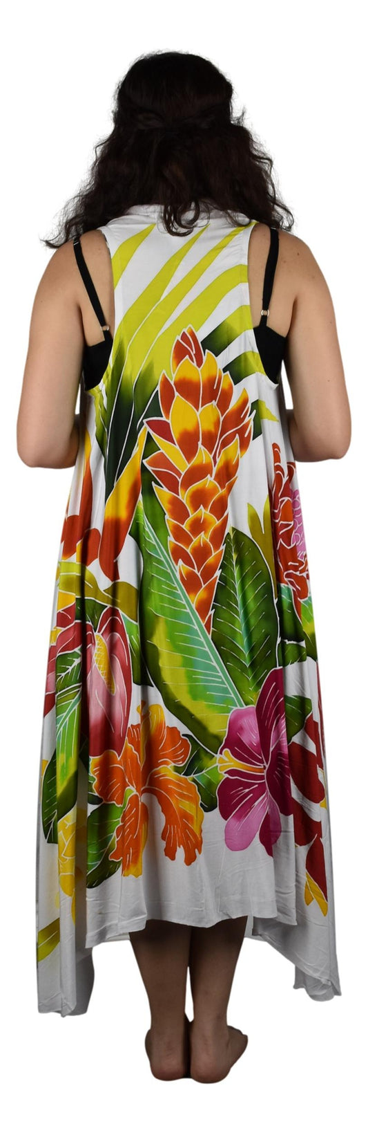 Magic Sarong MG-121 - Tropical Bouquet White Batik Handpainted