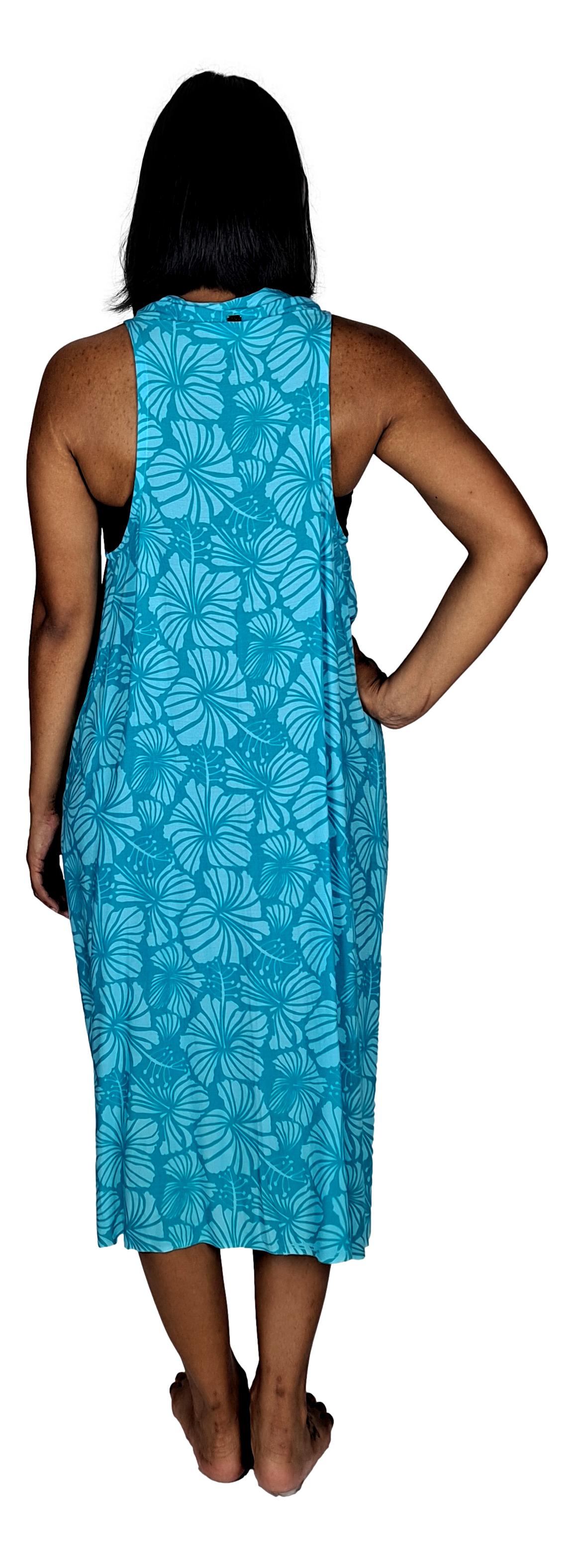 Magic Sarong MG-4014 - Light Blue and Teal Hibiscus