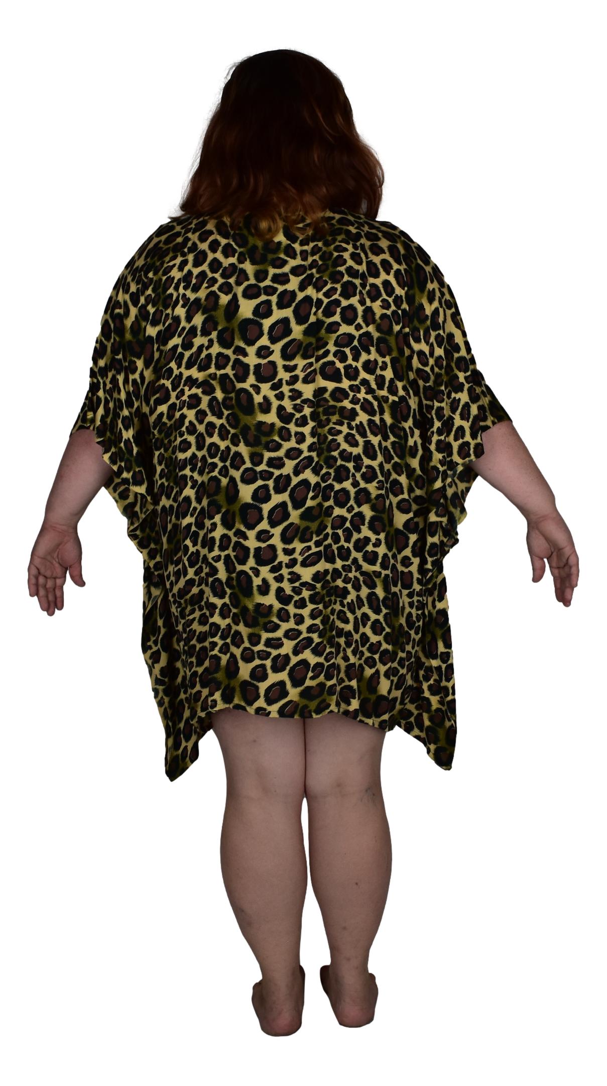 Poncho Cover Up P-3519 - Animal Print Leopard, Rayon, One Size to XXL