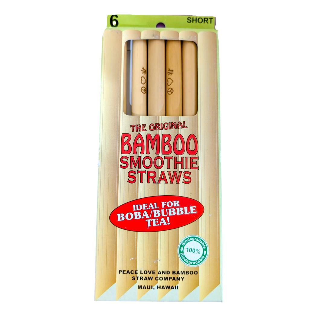 Peace Love Bamboo Straws - PLB-6-20B - Wide Smoothie & Boba Straws, 6 Pack