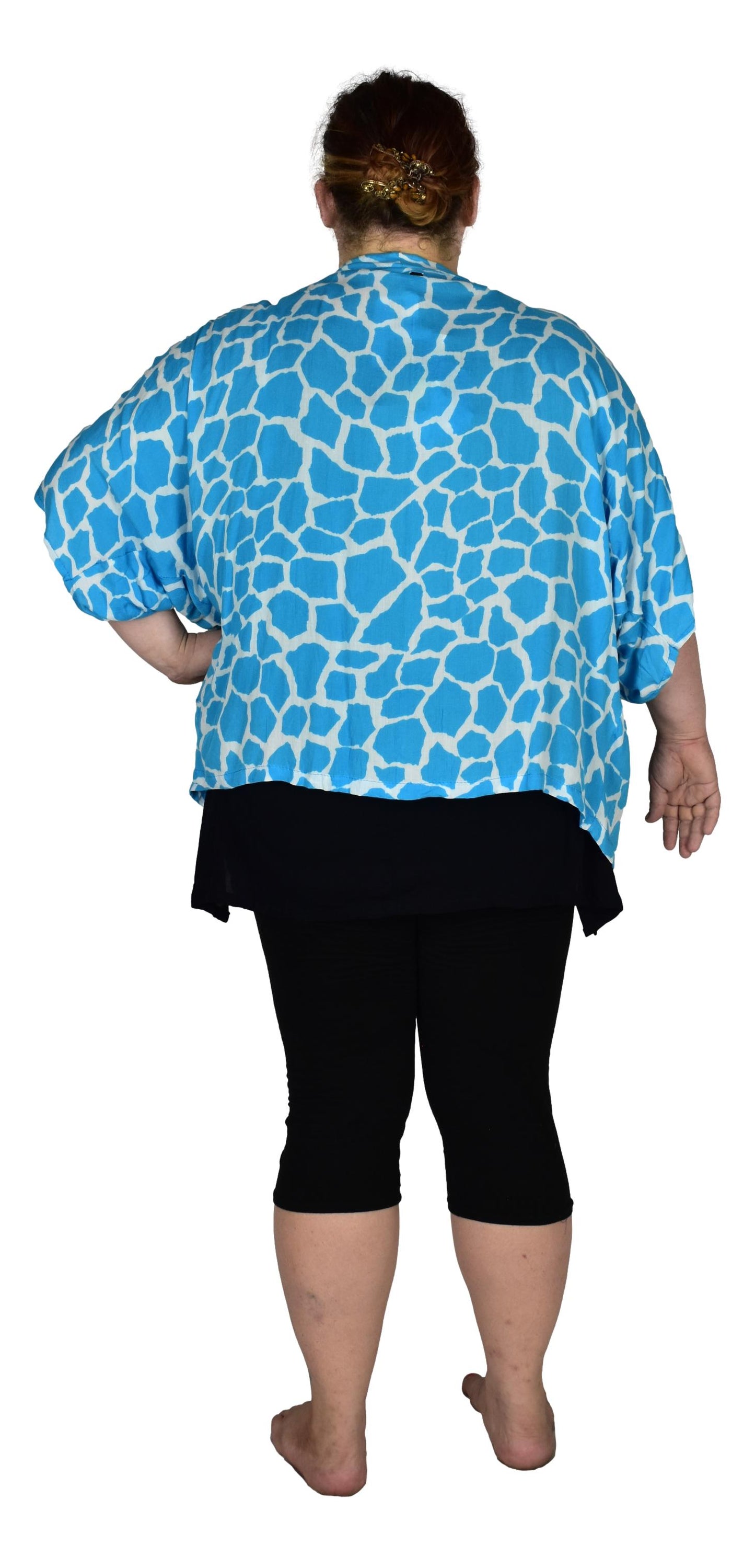 Short Kimono Top RCS-3506 - Animal Print Blue Giraffe Wild One