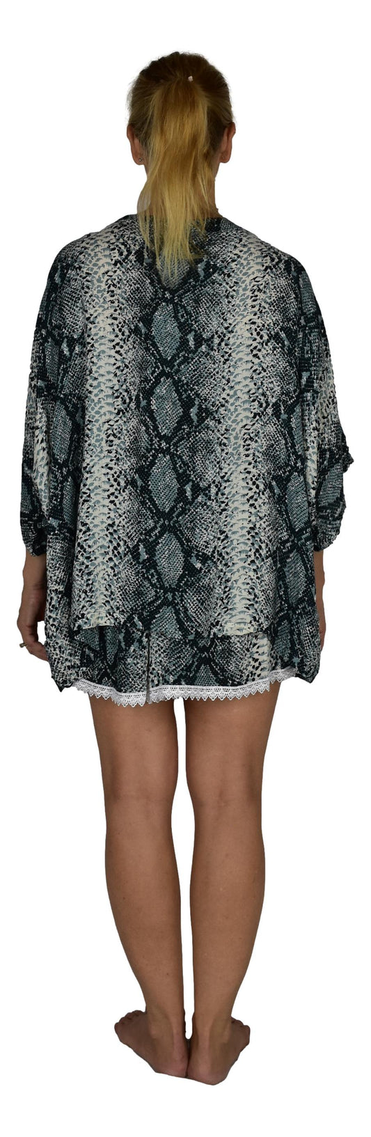 Short Kimono Top RCS-3530 - Animal Print Snake Skin Wild One