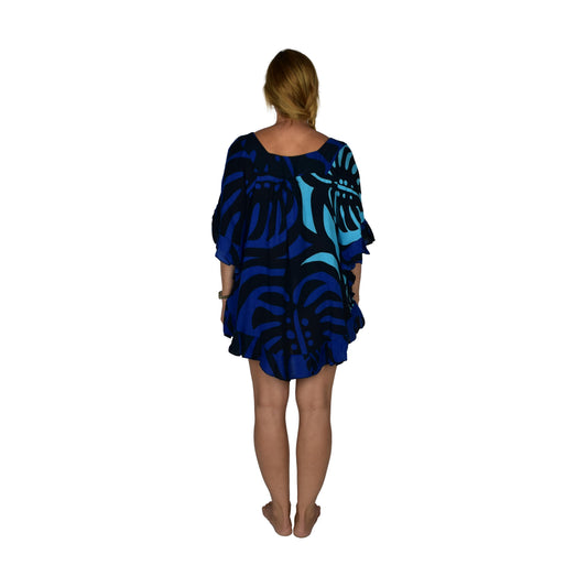 Ruffle Cover Up RCU-MON2-6 - Blue Monstera