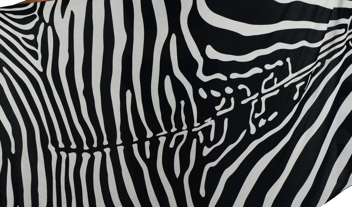 Sarong SAR-3520-F - Animal Print Zebra Black and White