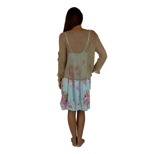 Tradewind Sweater - TS-19 - Tan Sheer Knit Cardigan Shawl OS