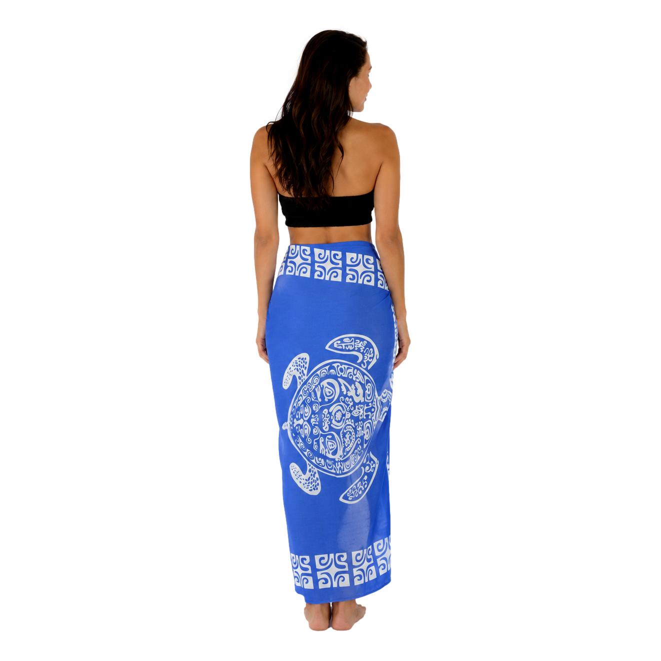 Sarong TTL-6-F - Turtle With Border in Blue