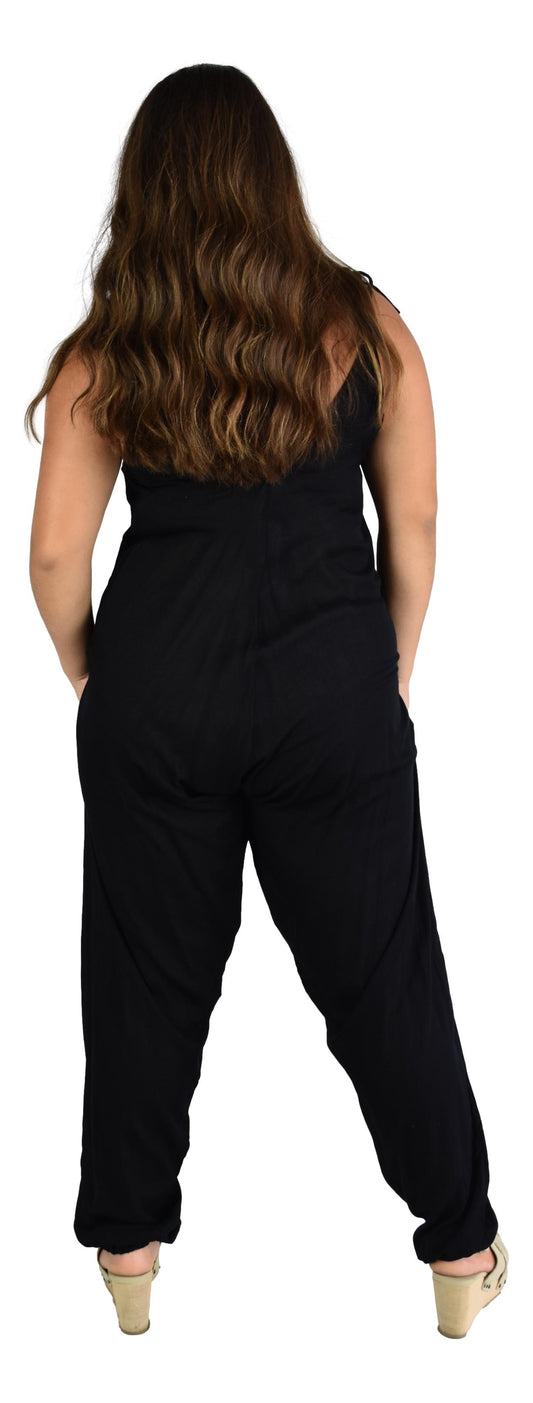 Costa Rica Jumper – COSTA-10 Solid Black, Tie Straps Elastic Ankle, OS