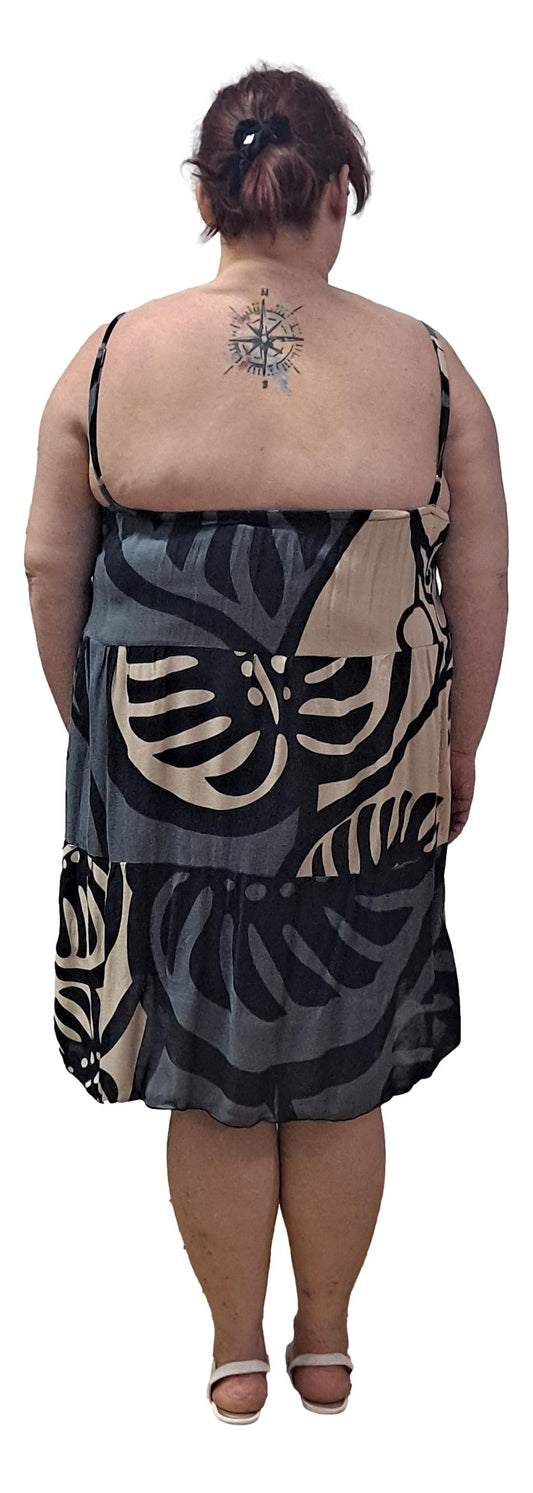 Cozumel Short Dress - COZU-SHT-MON2-20 Beige and Gray Monstera