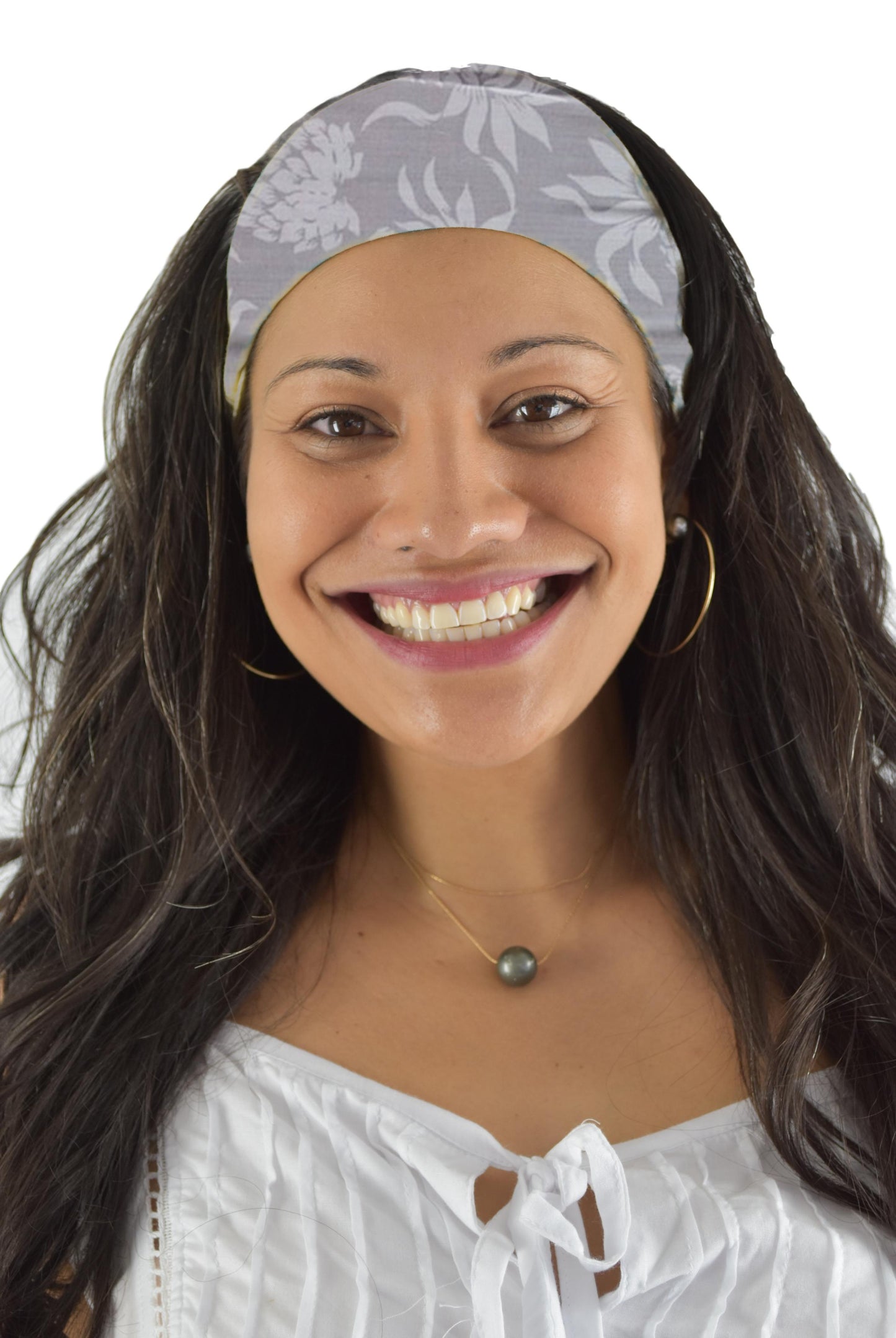 Headband & Scrunchie Set – HB-SCR-1320 – Gray and White Pineapples