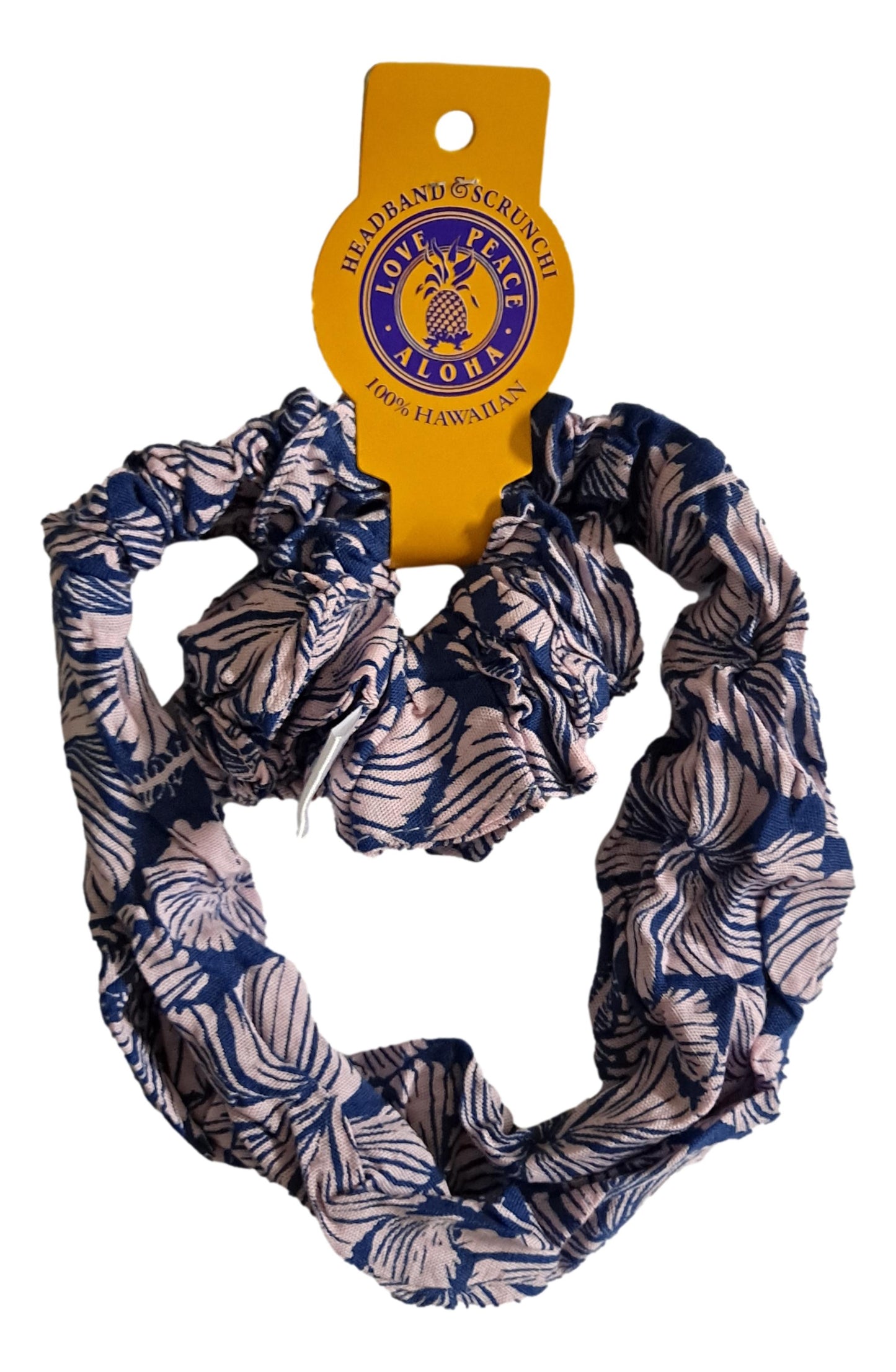 Headband & Scrunchie Set – HB-SCR-4031 – Blue and Pink Hibiscus