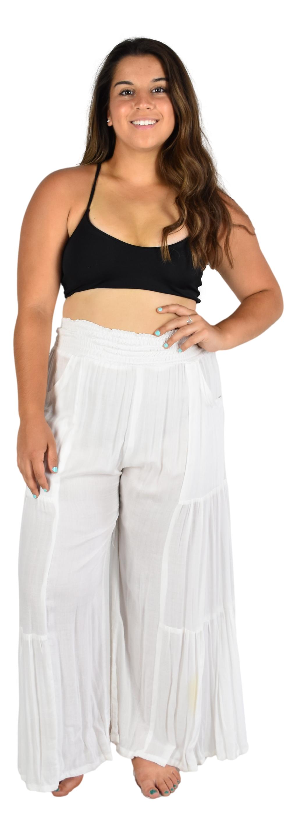 Lani Kai Pant – LKPNT-8-M/L - White Wide Leg Resort Pants with Pockets