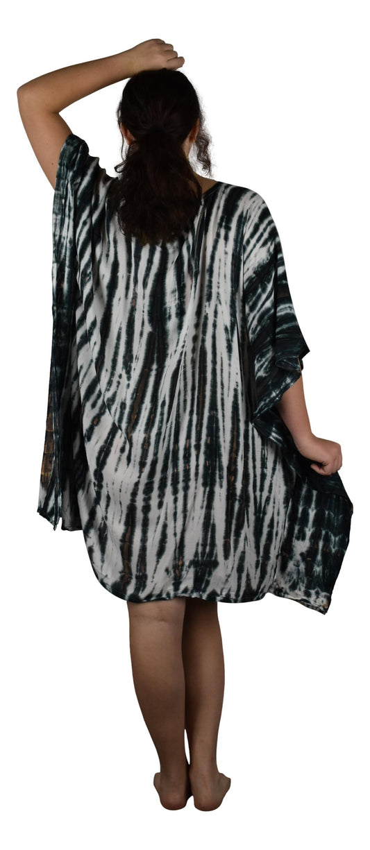 Kihei Poncho - P-919 – Taupe Tie Dye Print Resort Cover Up