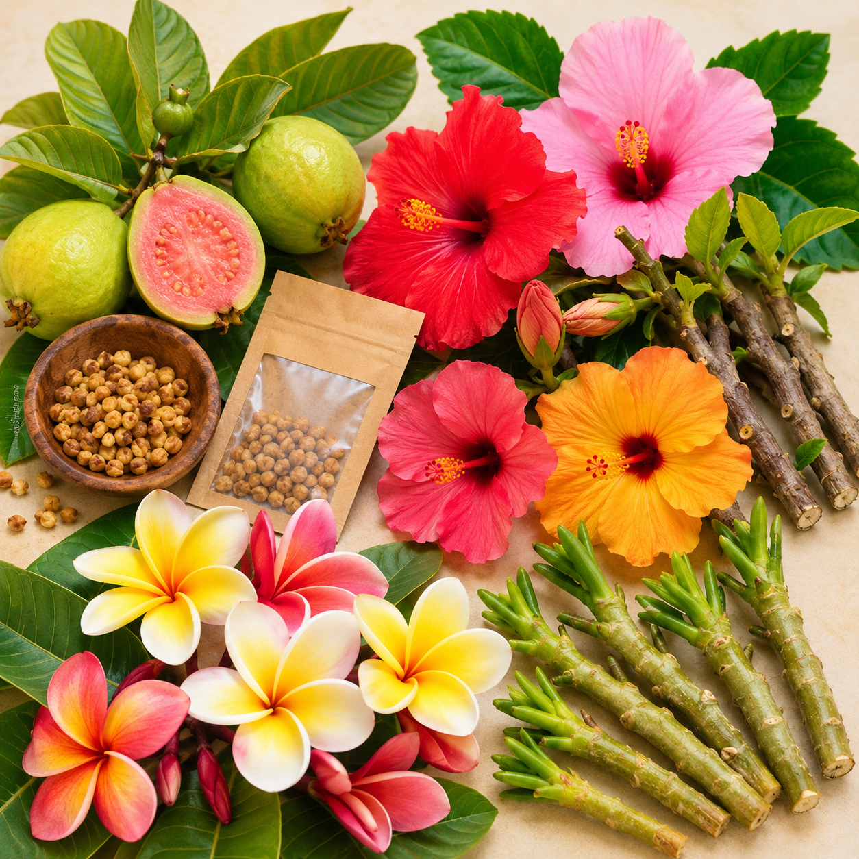 Paradise Plumeria collection — live plumeria cuttings, seeds, and bulbs shipped fresh from Kula, Hawaii