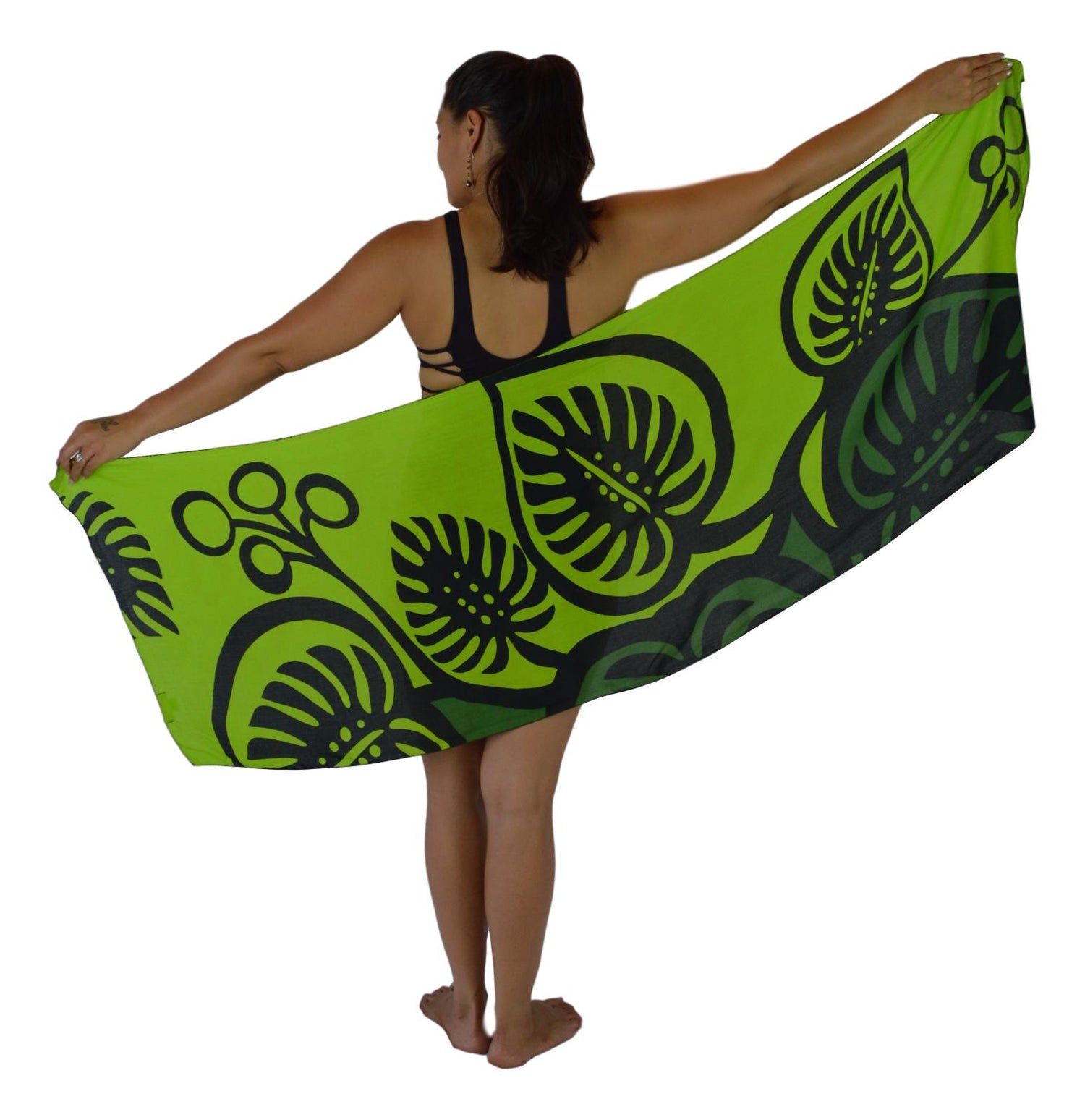 Island Style half sarongs — short hand-painted and screen-printed rayon wraps for resort and boutique shops