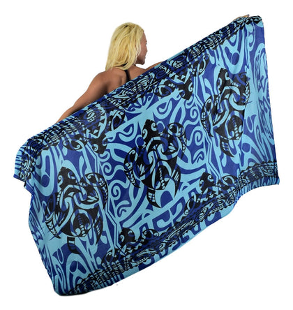 Tattoo Turtle collection — tribal sea turtle print rayon resortwear shipped from the USA
