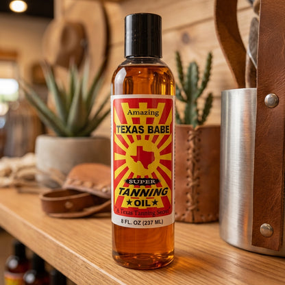 Texas Babe Super Tanning Oil – TXBABE-8 - Natural Plant Oils for a Deep Sun-Kissed Tan (8 oz)