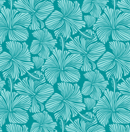 Pant Set - PNT-4014 - Teal Hibiscus with Bandeau