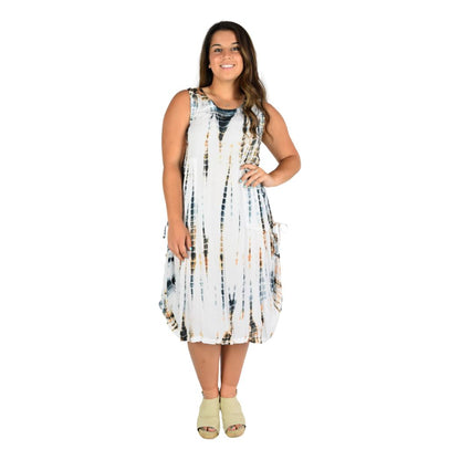 Antigua Dress - ANTIG-929 - Tye Dye Taupe Resort Dress