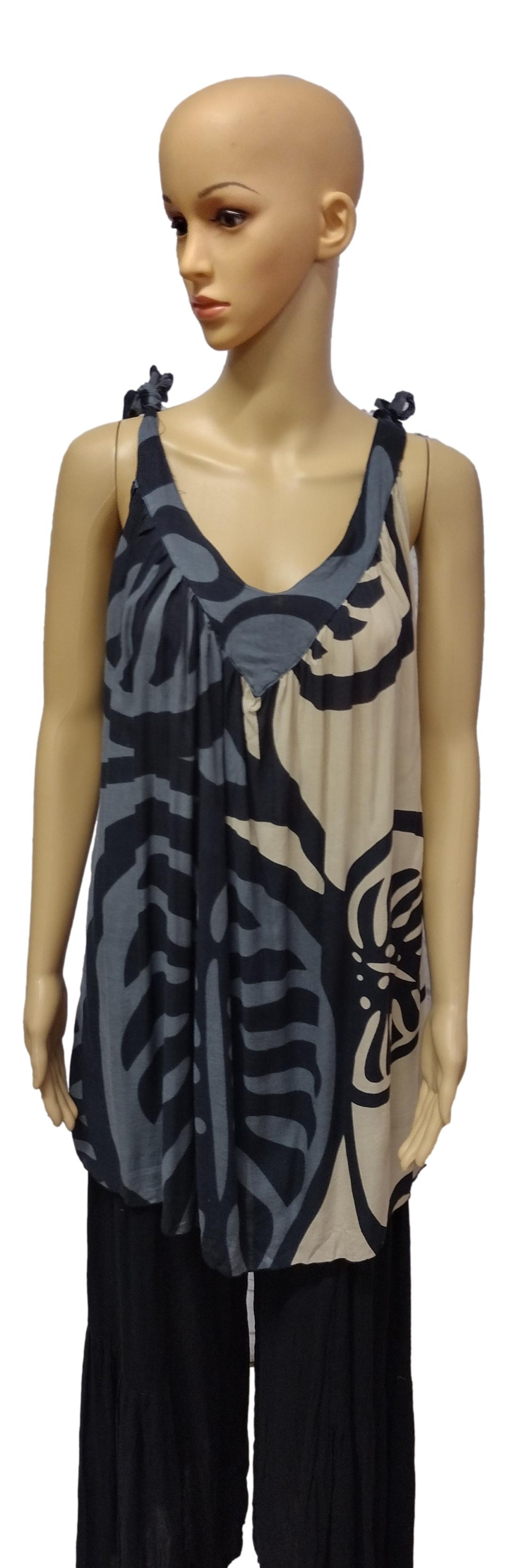 Aruba Dress - ARUBA-MON2-20 - Gray Monstera, Tie Strap Resort Dress