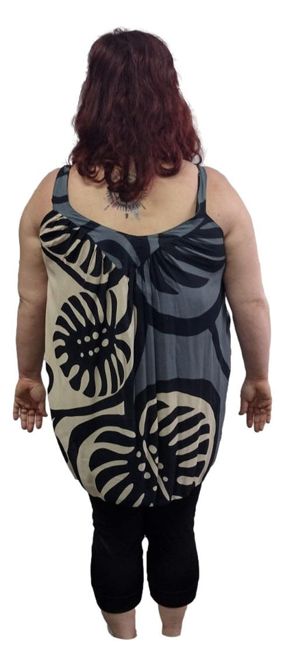 Aruba Dress - ARUBA-MON2-20 - Gray Monstera, Tie Strap Resort Dress