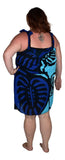 Aruba Dress - ARUBA-MON2-6 - Blue Monstera, Tie Strap Resort Dress