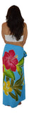Sarong B-113-F - Batik- Hawaiian Hibiscus Blue