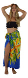 Sarong B-141-F - Batik- Hawaiian Plumeria Blue
