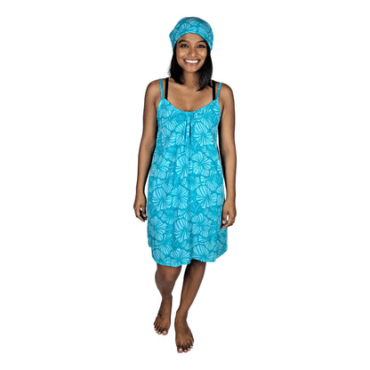Bandana - BAND-4014 - Teal Hibiscus 21x21 Rayon