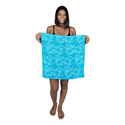 Bandana - BAND-4014 - Teal Hibiscus 21x21 Rayon