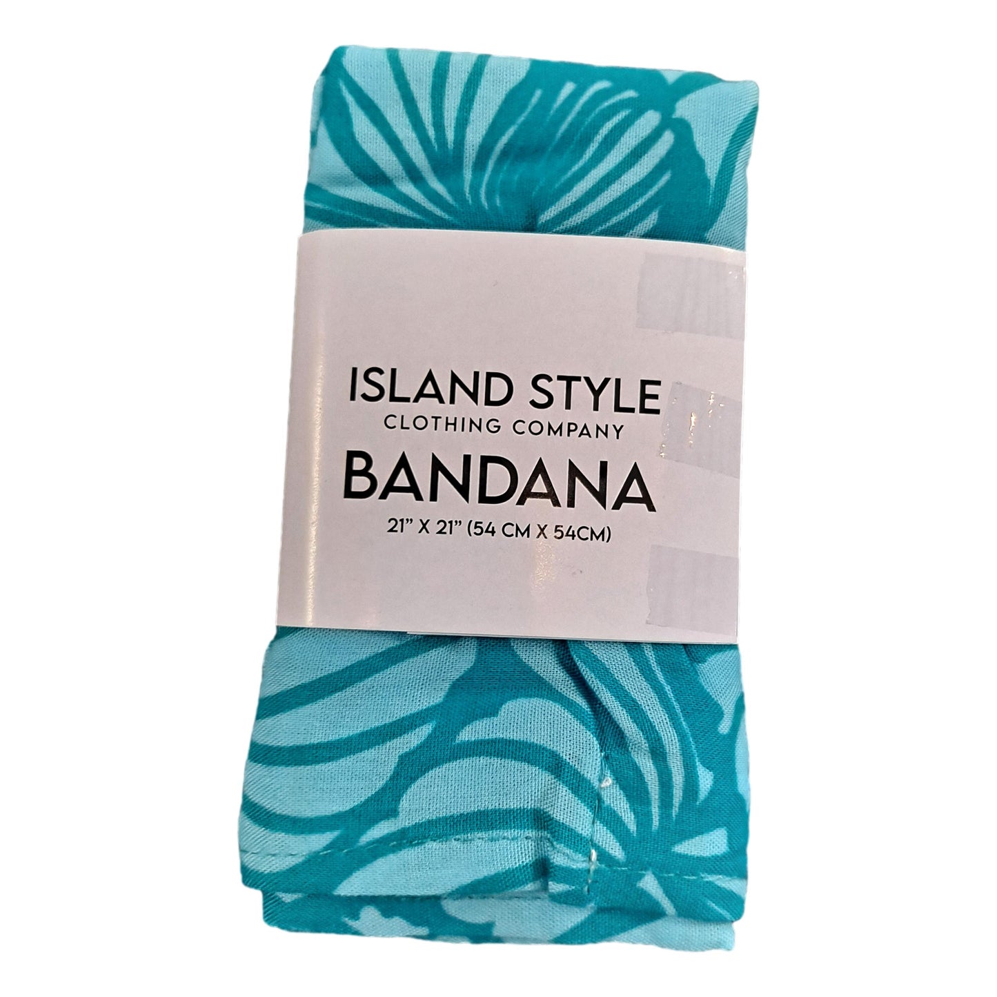 Bandana - BAND-4014 - Teal Hibiscus 21x21 Rayon
