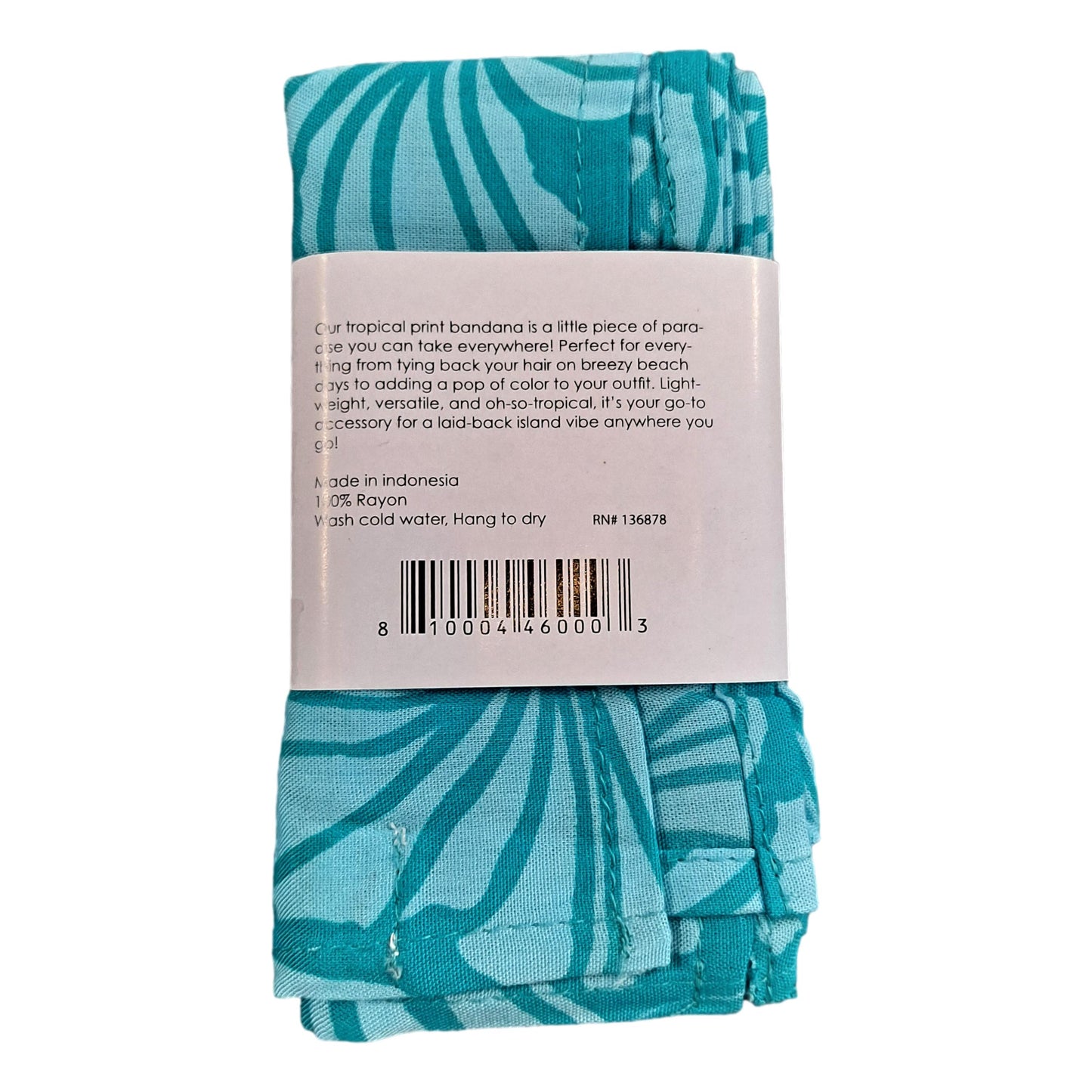 Bandana - BAND-4014 - Teal Hibiscus 21x21 Rayon
