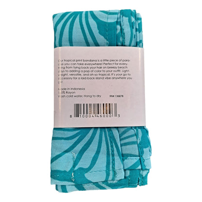 Bandana - BAND-4014 - Teal Hibiscus 21x21 Rayon