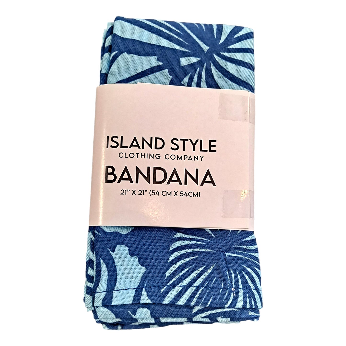 Bandana - BAND-4015 - Blue Hibiscus 21x21 Rayon
