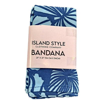 Bandana - BAND-4015 - Blue Hibiscus 21x21 Rayon
