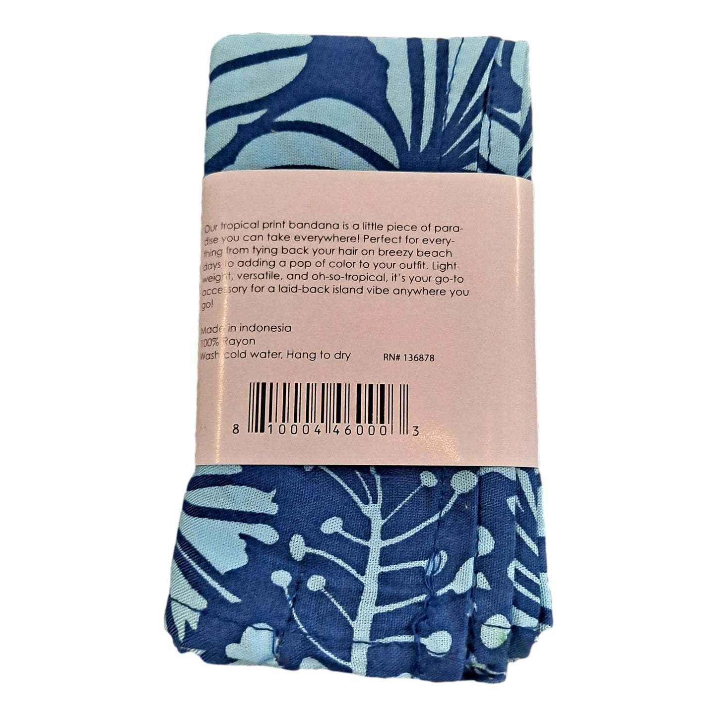 Bandana - BAND-4015 - Blue Hibiscus 21x21 Rayon