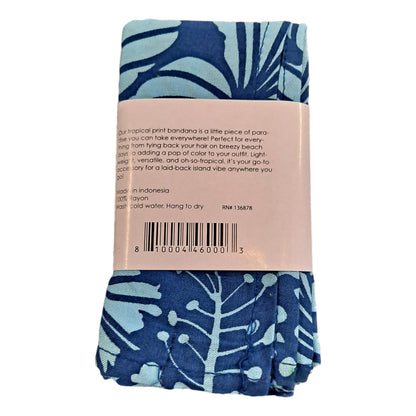 Bandana - BAND-4015 - Blue Hibiscus 21x21 Rayon